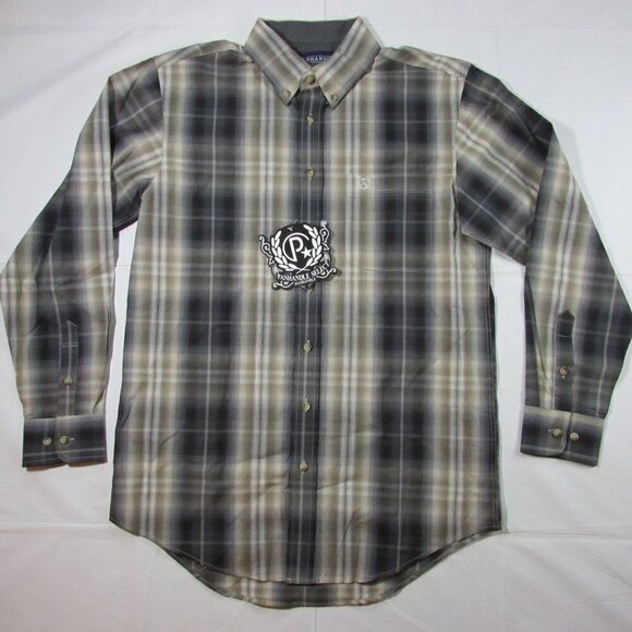 Panhandle Select Men's Long Sleeve Plaid Button Down Shirt - Steel - Picture 1 of 1